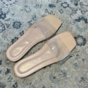 Clear strap mule sandals